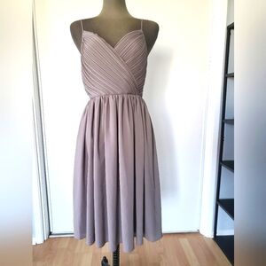Banana Republic Taupe Gray Pleated Cross Front Sleeveless Dress V Neck Size 6